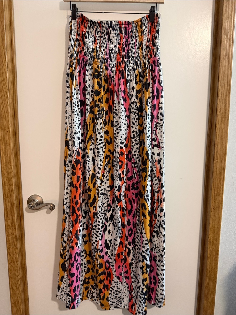 Derek Heart Multi-Color Leopard Print Smocked Waist Maxi Skirt